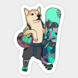 Snowboarding Shiba Sticker